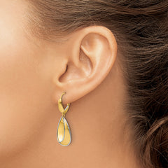 14K Two-tone Polished / Dia-cut Dangle Leverback Earrings