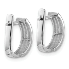 14K White Gold Polished and Grooved Hinged Hoop Earrings
