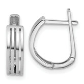 14K White Gold Polished and Grooved Hinged Hoop Earrings