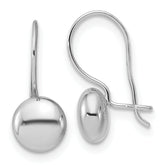14K White Gold Polished Drop Button Earrings