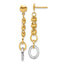 14K w/Wht RH Polished Fancy Oval Link Post Dangle Earrings