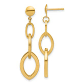 14K Polished and Brushed Fancy Post Dangle Earrings