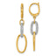 Oval Cubic Zirconia Dangle Earrings in 14K Two-Tone Gold with Leverback - Sophia Jewelers