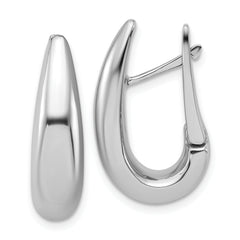 14K White Gold Polished Teardrop Hinged Hoop Earrings