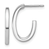 14KWhite Gold Polish 2.0mm Flat Oval Post J-Hoop Earrings