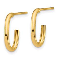 14K Polished 2.0mm Oval Post J-Hoop Earrings