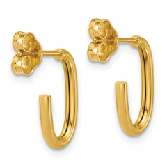 14K Polished 2.0mm Oval Post J-Hoop Earrings