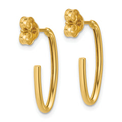 14K Polished 1.8mm Oval Post J-Hoop Earrings