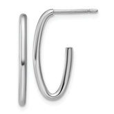 14K White Gold Polished 1.8mm Oval Post J-Hoop Earrings
