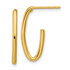 14K Polished 1.8mm Oval Post J-Hoop Earrings