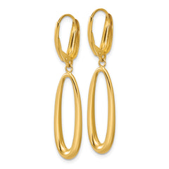 14K Polished Tapered Oval Leverback Dangle Earrings