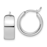 14K White Gold Polished 7.7mm Round Hoop Earrings