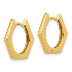14K Polished Hexagon Hinged Hoop Earrings