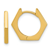 14K Polished Hexagon Hinged Hoop Earrings