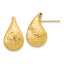 14K Polished/Brushed/Dia-cut Puffed Teardrop Post Earrings