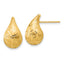 14K Polished/Brushed/Dia-cut Puffed Teardrop Post Earrings