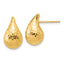14K Polished and Diamond-cut Puffed Teardrop Post Earrings