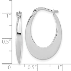14K White Gold Polished Fancy Oval Hoop Earrings