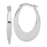 14K White Gold Polished Fancy Oval Hoop Earrings
