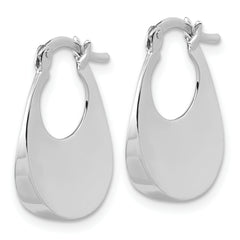 14K White Gold Polished Fancy Oval Hoop Earrings