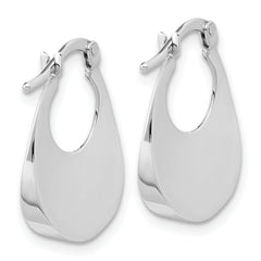 14K White Gold Polished Fancy Oval Hoop Earrings