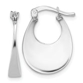 14K White Gold Polished Fancy Oval Hoop Earrings