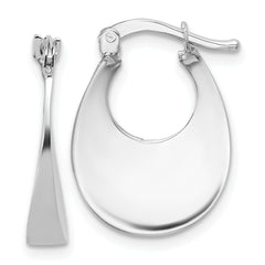 14K White Gold Polished Fancy Oval Hoop Earrings