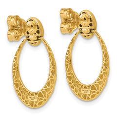 14K Polished and Diamond-cut Oval Dangle Post Earrings