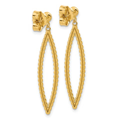 14K Polished Beaded Post Dangle Earrings