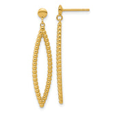 14K Polished Beaded Post Dangle Earrings