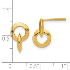 14K Polished Circles Dangle Post Earrings