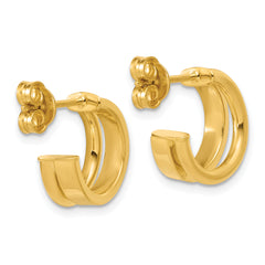 14K Polished 2-Row J-Hoop Post Earrings