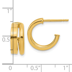 14K Polished 2-Row J-Hoop Post Earrings