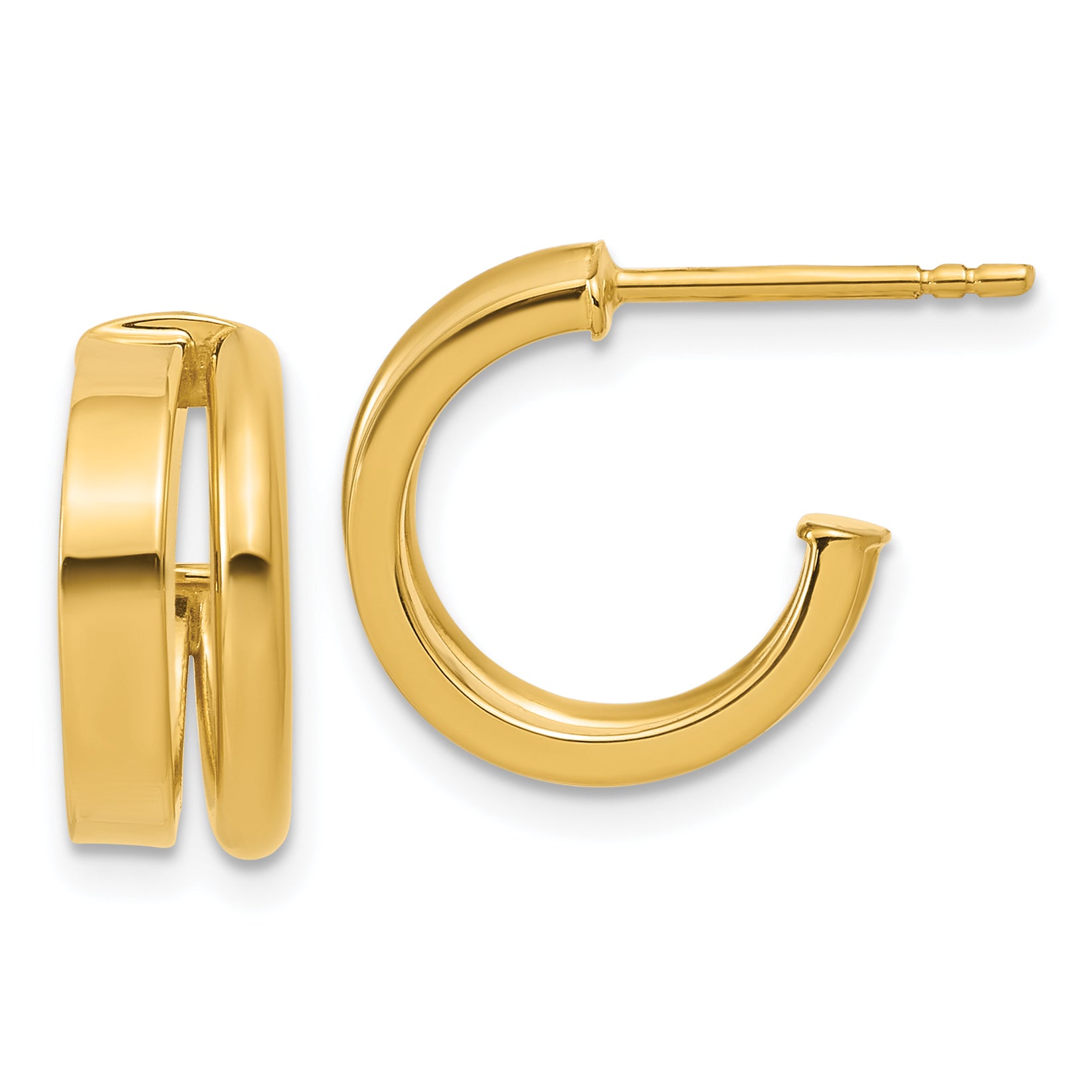 14K Polished 2-Row J-Hoop Post Earrings