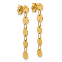 14K Polished Circle Disk Dangle Post Earrings