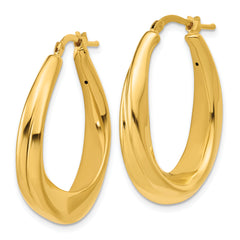 14K Polished Oval Hollow Hoop Earrings