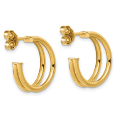14K Polished 2-row J-Hoop Post Earrings