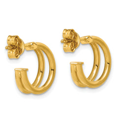 14K Polished 2-row J-Hoop Post Earrings