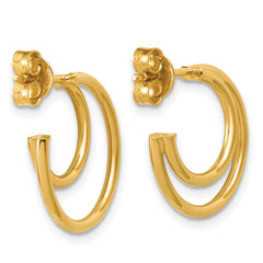 14K Polished 2-row J-Hoop Post Earrings
