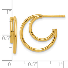 14K Polished 2-row J-Hoop Post Earrings