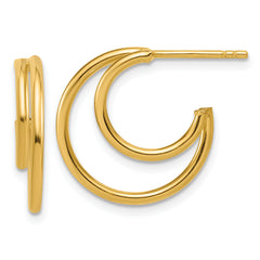 14K Polished 2-row J-Hoop Post Earrings