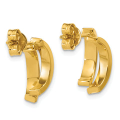 14K Polished and Diamond-cut crisscross J-Hoop Earrings