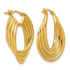 14K Polished and Diamond-cut 4-row Intertwined Hoop Earrings