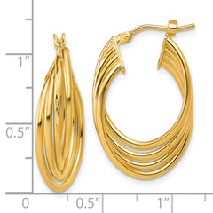 14K Polished and Diamond-cut 4-row Intertwined Hoop Earrings