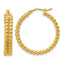 Beaded 2-Row Round Hoop Earrings in 14K Yellow Gold, 25mm - Sophia Jewelers