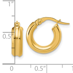 14K Polished and Grooved Round Hoop Earrings