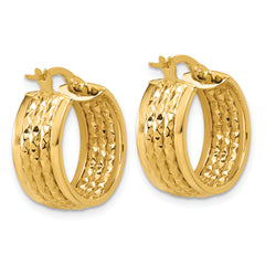 14K Polished and Diamond-cut Hoop Earrings