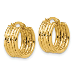 14K Polished and Diamond-cut Hoop Earrings