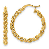 14K Polished Twisted Hoop Earrings