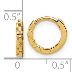 14K Polished Link Pattern Huggie Hoop Earrings